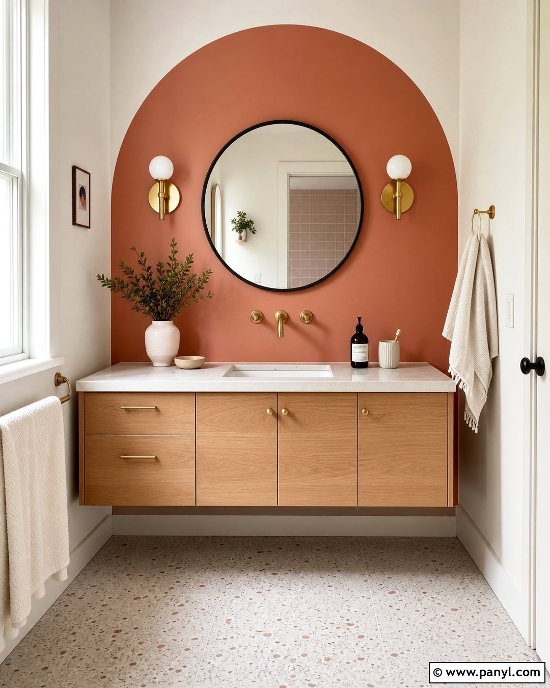Painted Arch Bathroom Accent Wall - 20 Bathroom Accent Wall Ideas