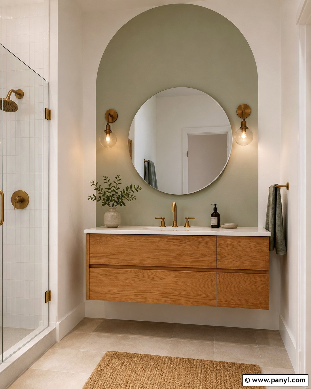 Painted Arch Bathroom Wall - 20 One Wall Painted Bathroom Ideas
