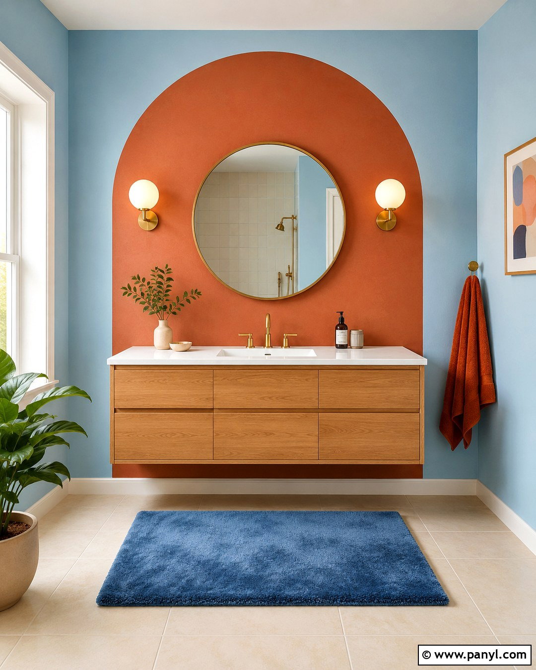 Painted Arch Bathroom Wall - 20 Colorful Bathroom Walls