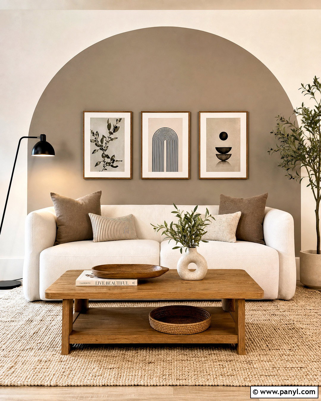 Painted Arch Behind Living Room Sofa - 20 home wall painting ideas living rooms