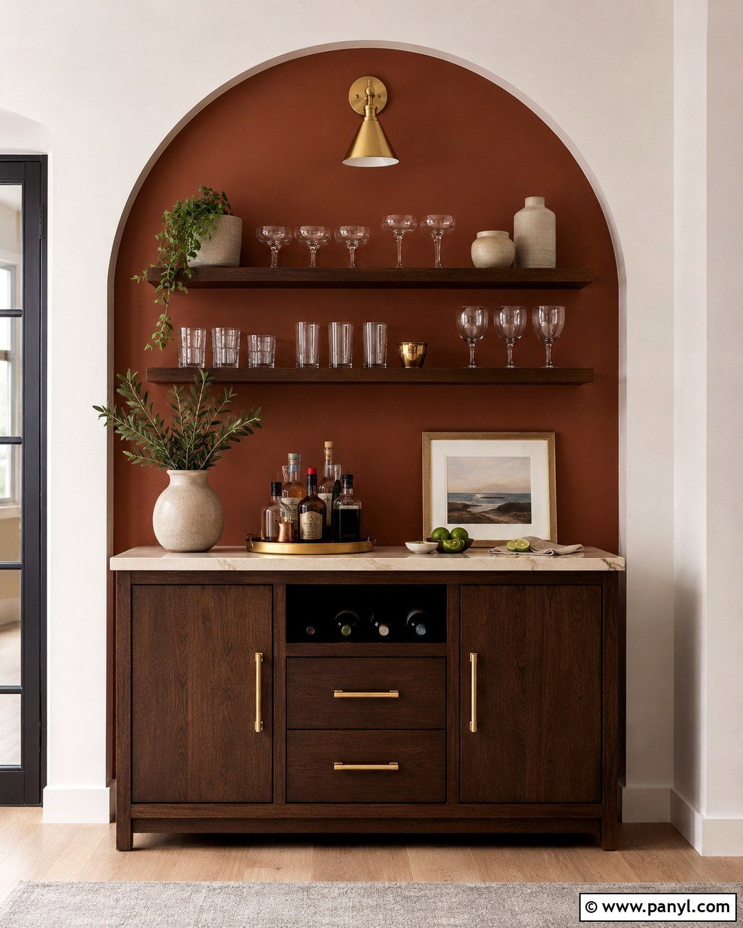 Painted Arch Home Bar Accent Wall - 20 Home Bar Accent Wall Ideas