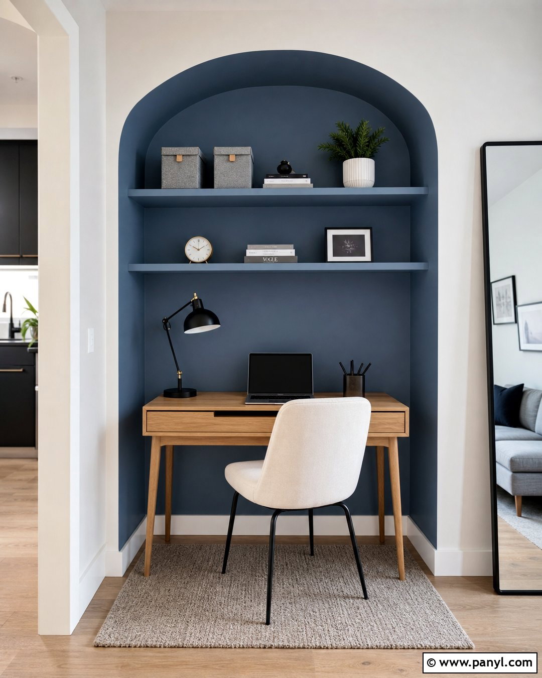 Painted Arch Home Office Accent Wall - 20 Accent Wall Small Apartment Ideas