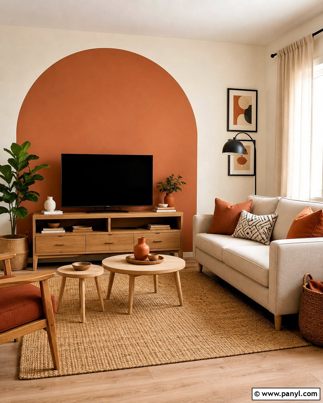 Painted Arch Living Room Accent Wall - 20 paint living room ideas accent walls