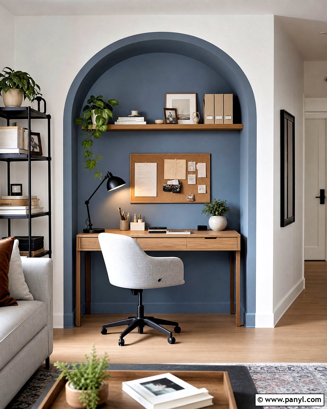 Painted Arch Office Accent Wall - 20 apartment accent wall ideas