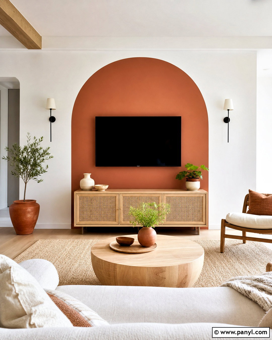 Painted Arch TV Accent Wall - 20 behind tv accent wall ideas