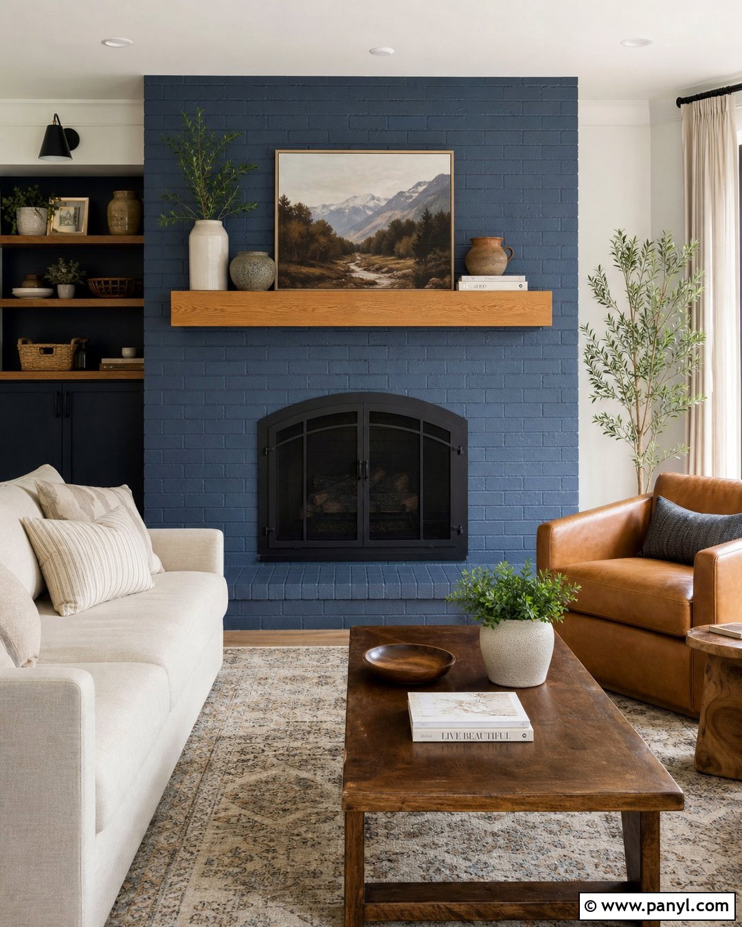 Painted Blue Brick Fireplace Wall - 30 blue fireplace wall ideas