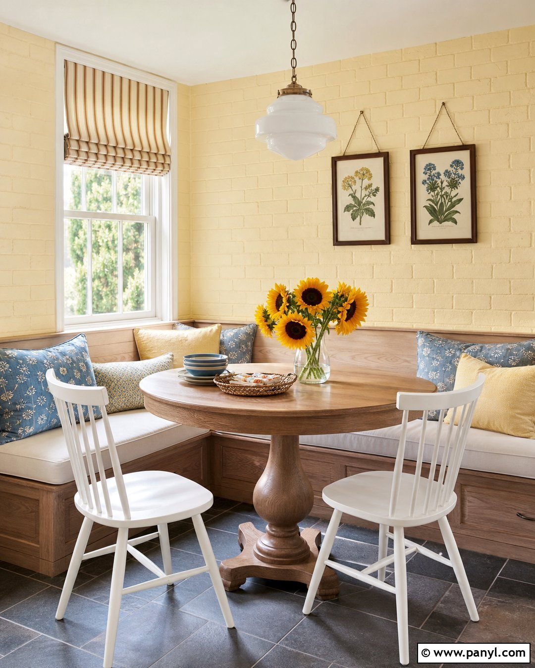 Painted Brick Breakfast Nook - 20 Interior Painted Brick Ideas
