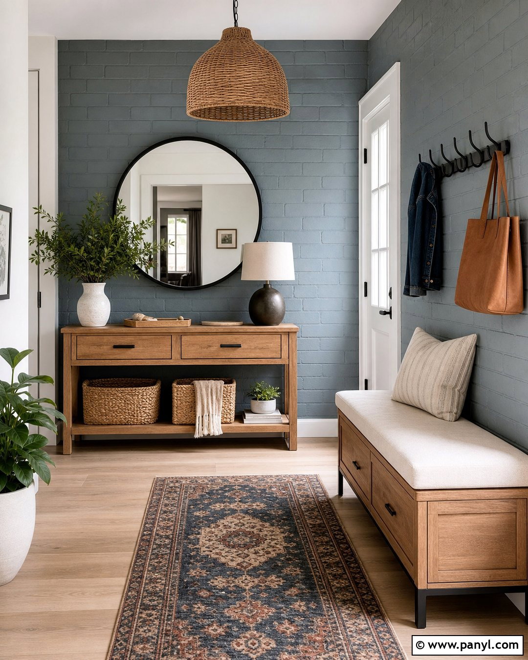 Painted Brick Entryway Wall - 20 Interior Painted Brick Ideas