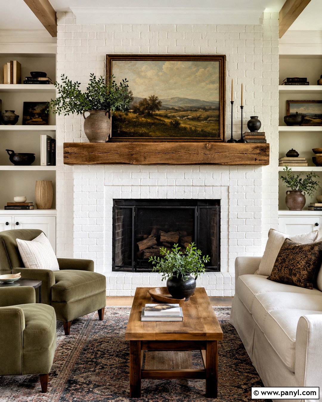 Painted Brick Fireplace With Wood Mantel - 20 painted brick fireplace makeover ideas