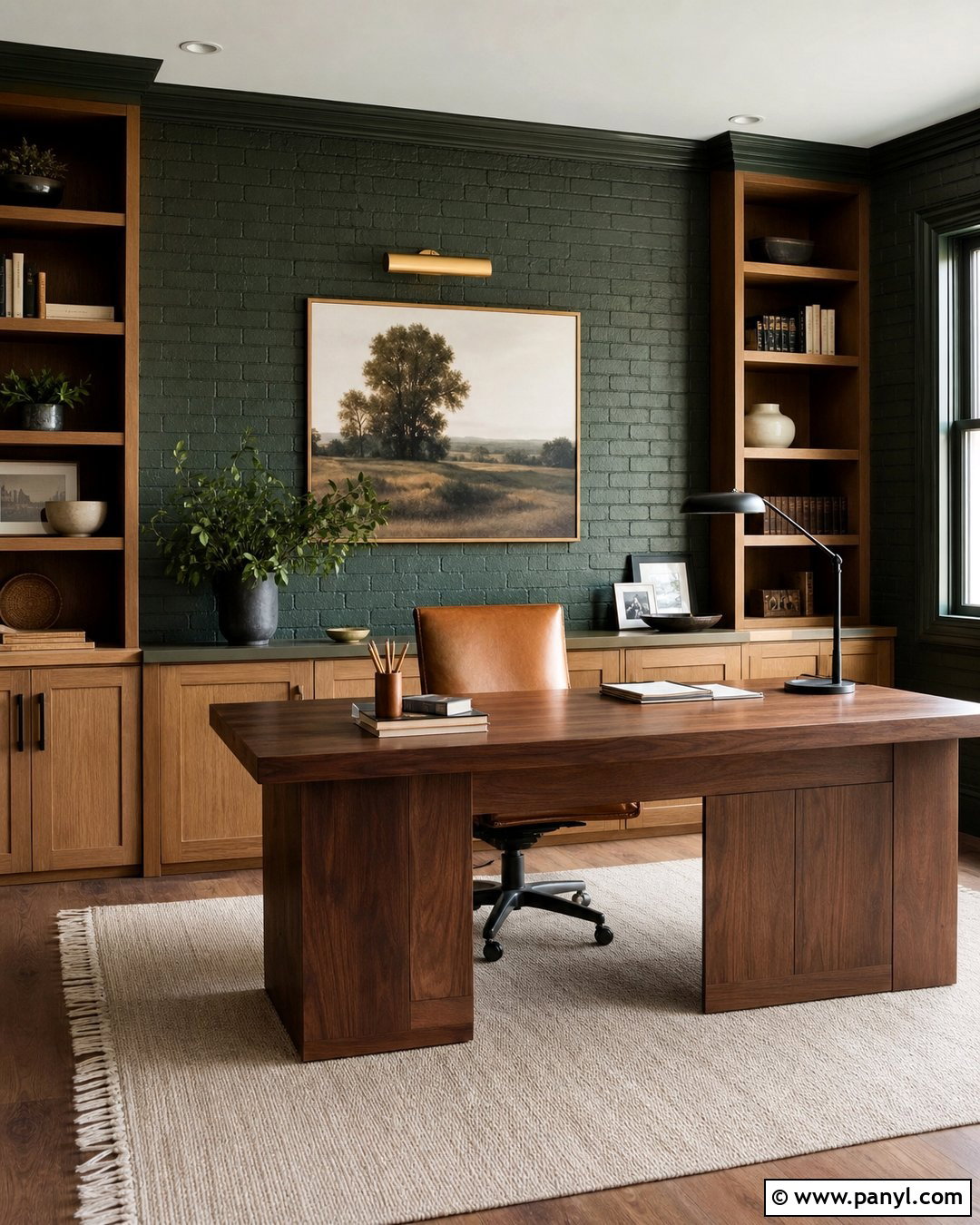 Painted Brick Home Office Wall - 20 Interior Painted Brick Ideas