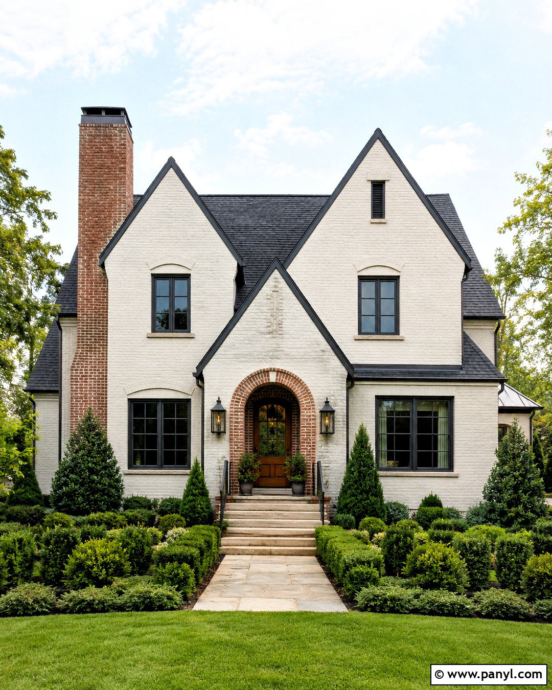 Painted Brick Home With Natural Brick Accents - 20 painted brick homes