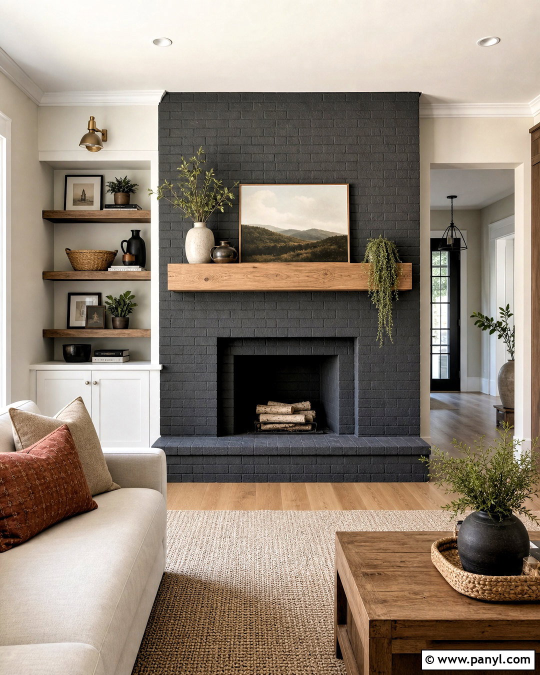 Painted Brick Iron Ore Fireplace - 20 iron ore fireplace ideas