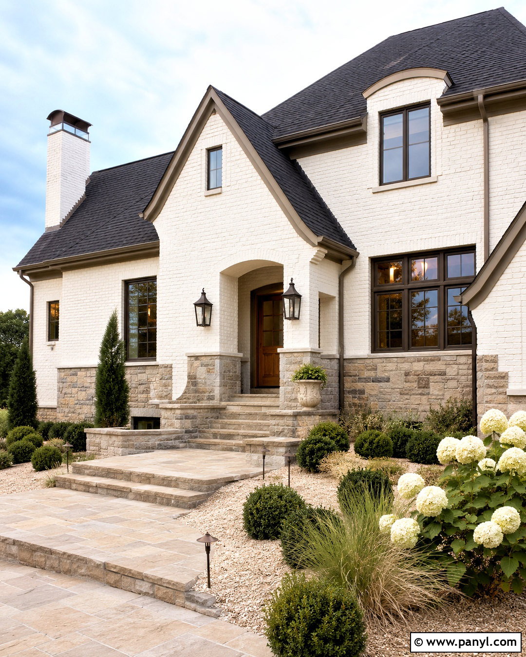 Painted Brick With Stone Accents - 20 painted brick house exterior before and after ideas