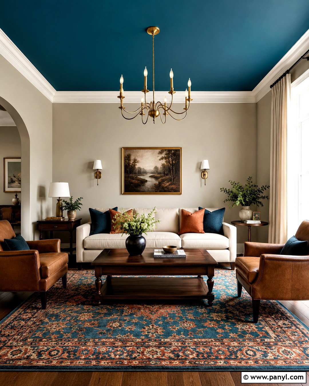 Painted Ceiling With White Beams - 20 painted ceiling ideas living room ideas