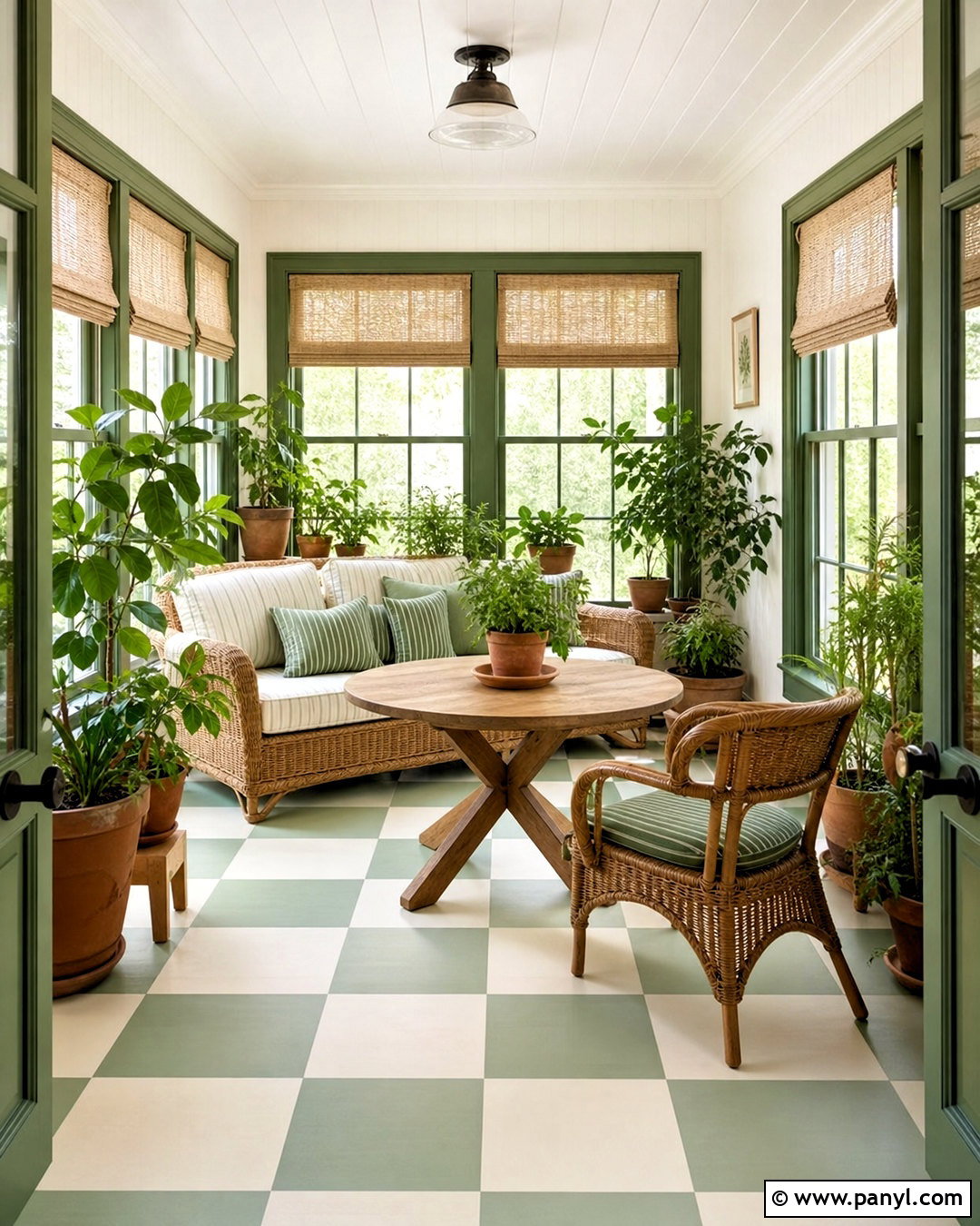 Painted Checkerboard Sunroom Floor - 20 house painting ideas interior ideas