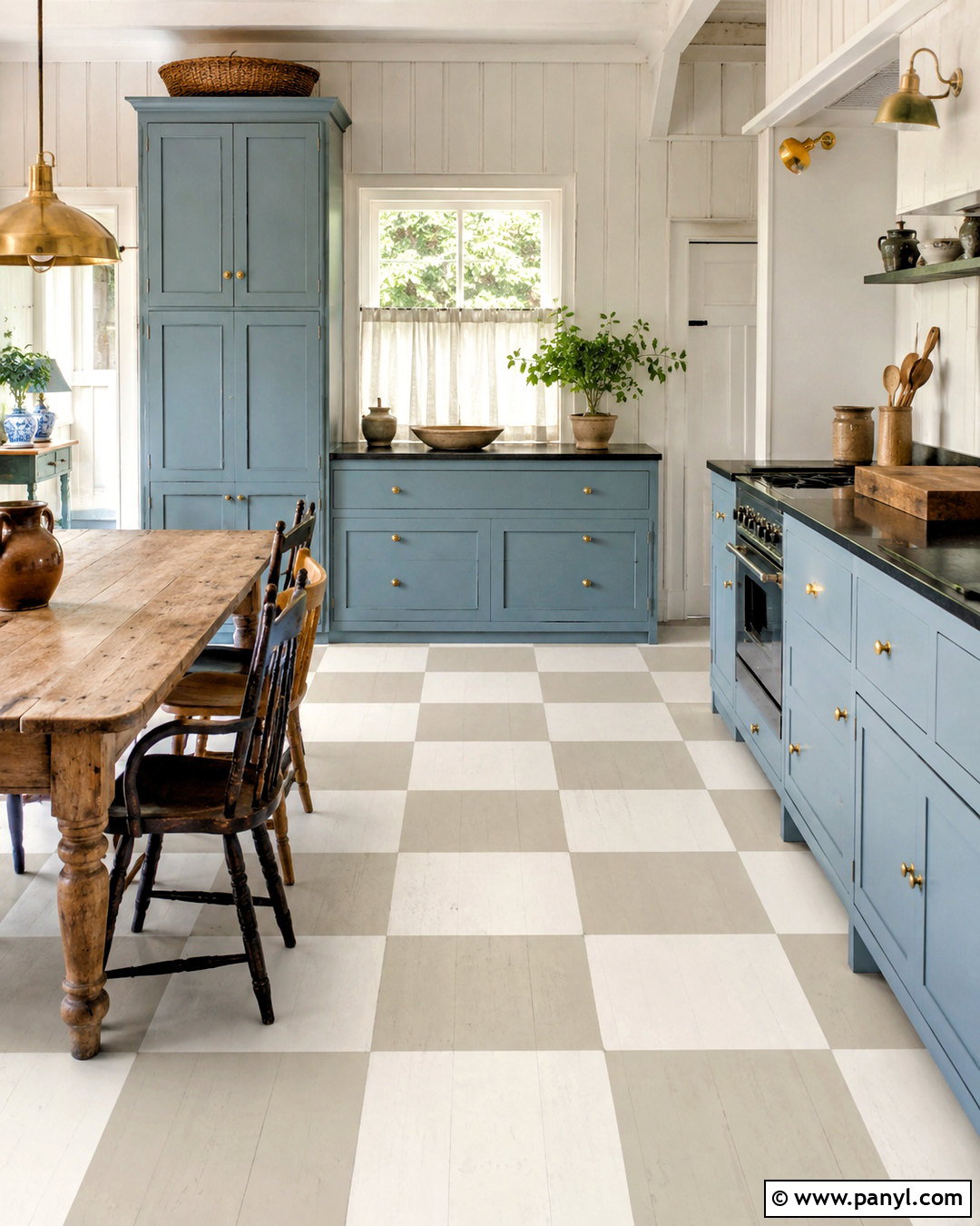 Painted Checkered Kitchen Floor - 20 checkered design ideas