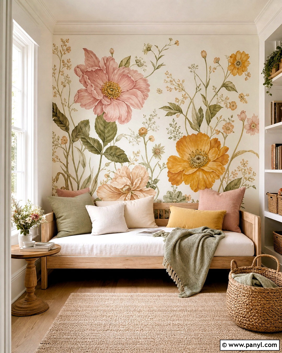 Painted Flower Accent Wall - 20 cute accent wall ideas