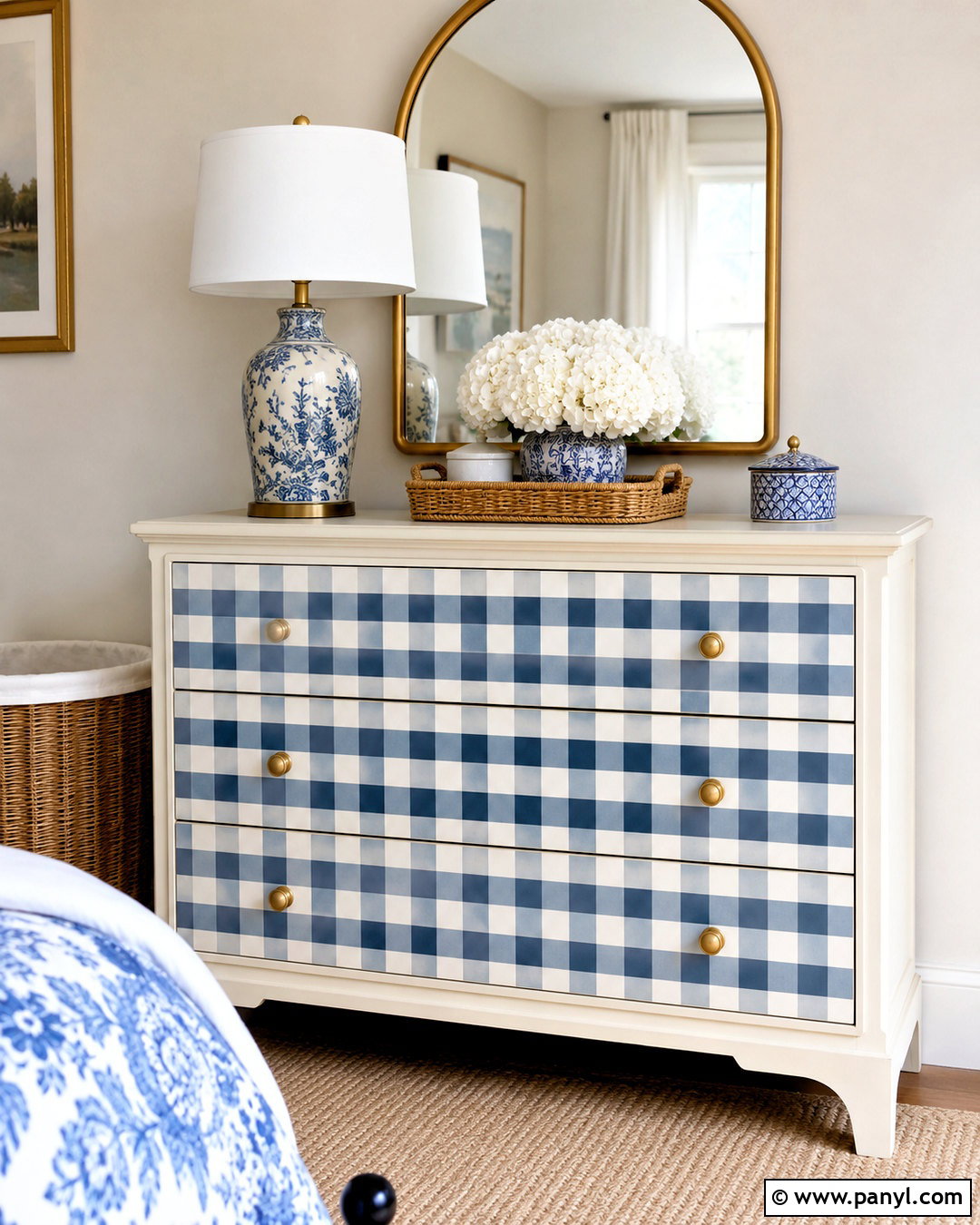 Painted Gingham Dresser - 20 how to paint gingham pattern ideas