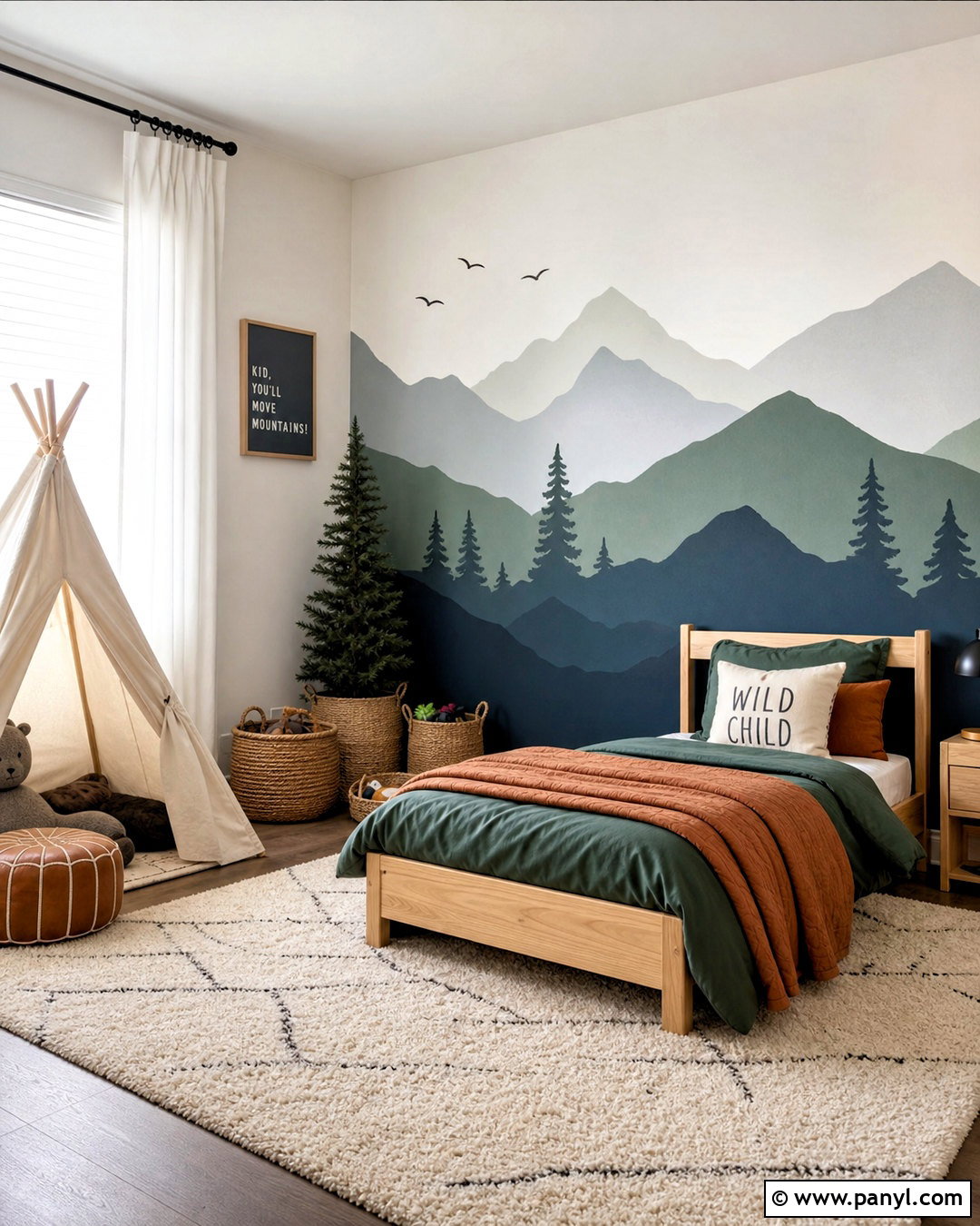 Painted Mountain Kids Room - 20 kids room wall color ideas