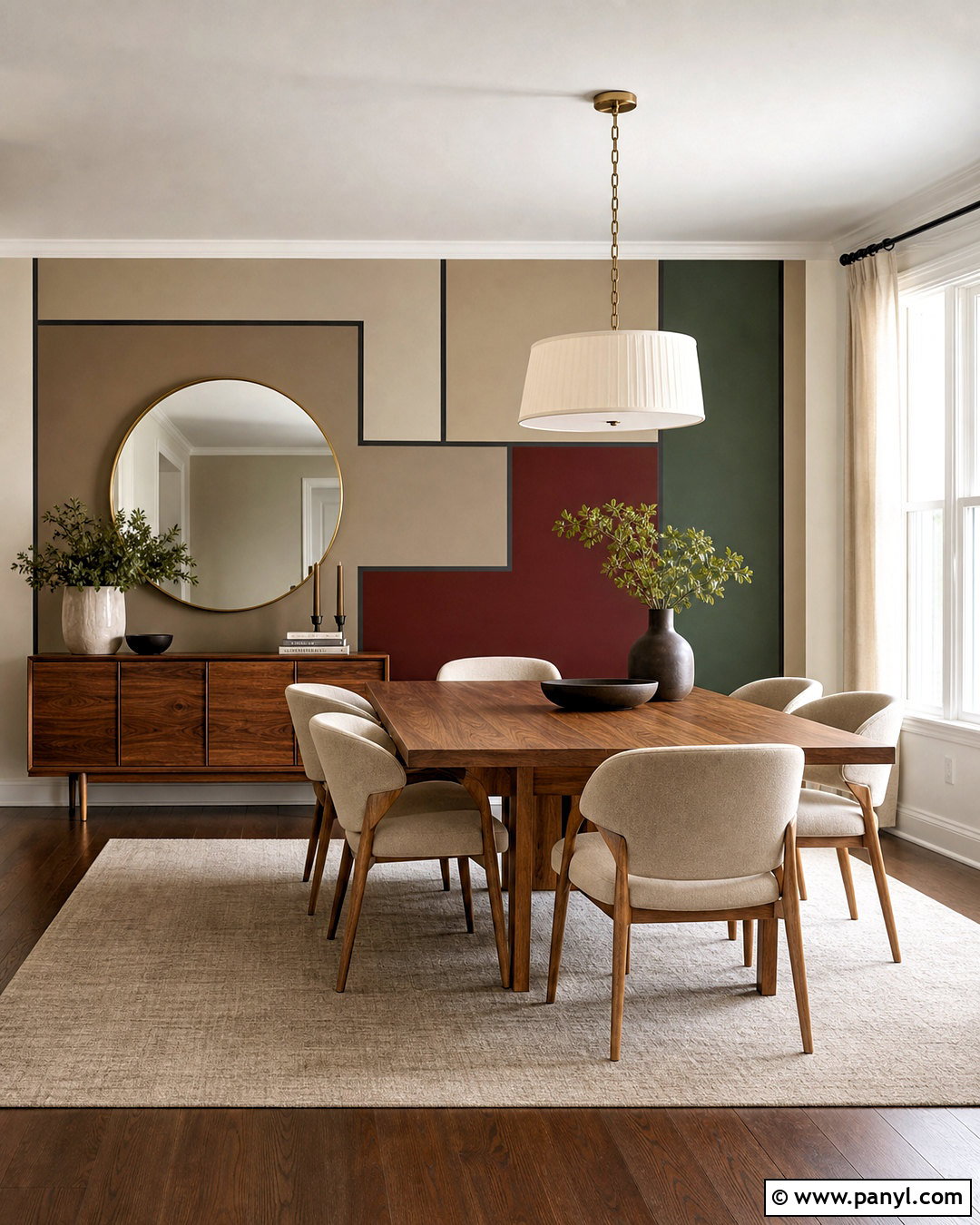 Painted Panel Geometric Dining Wall - 20 geometric wall paint ideas