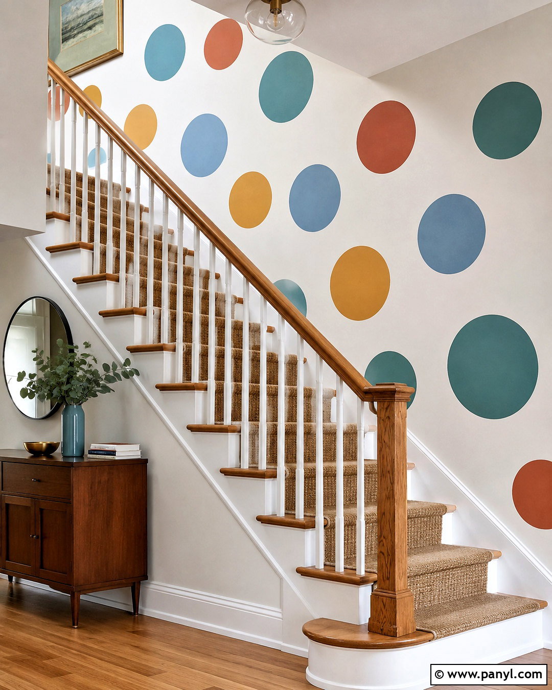 Painted Polka Dot Staircase Wall - 40 polka dot walls