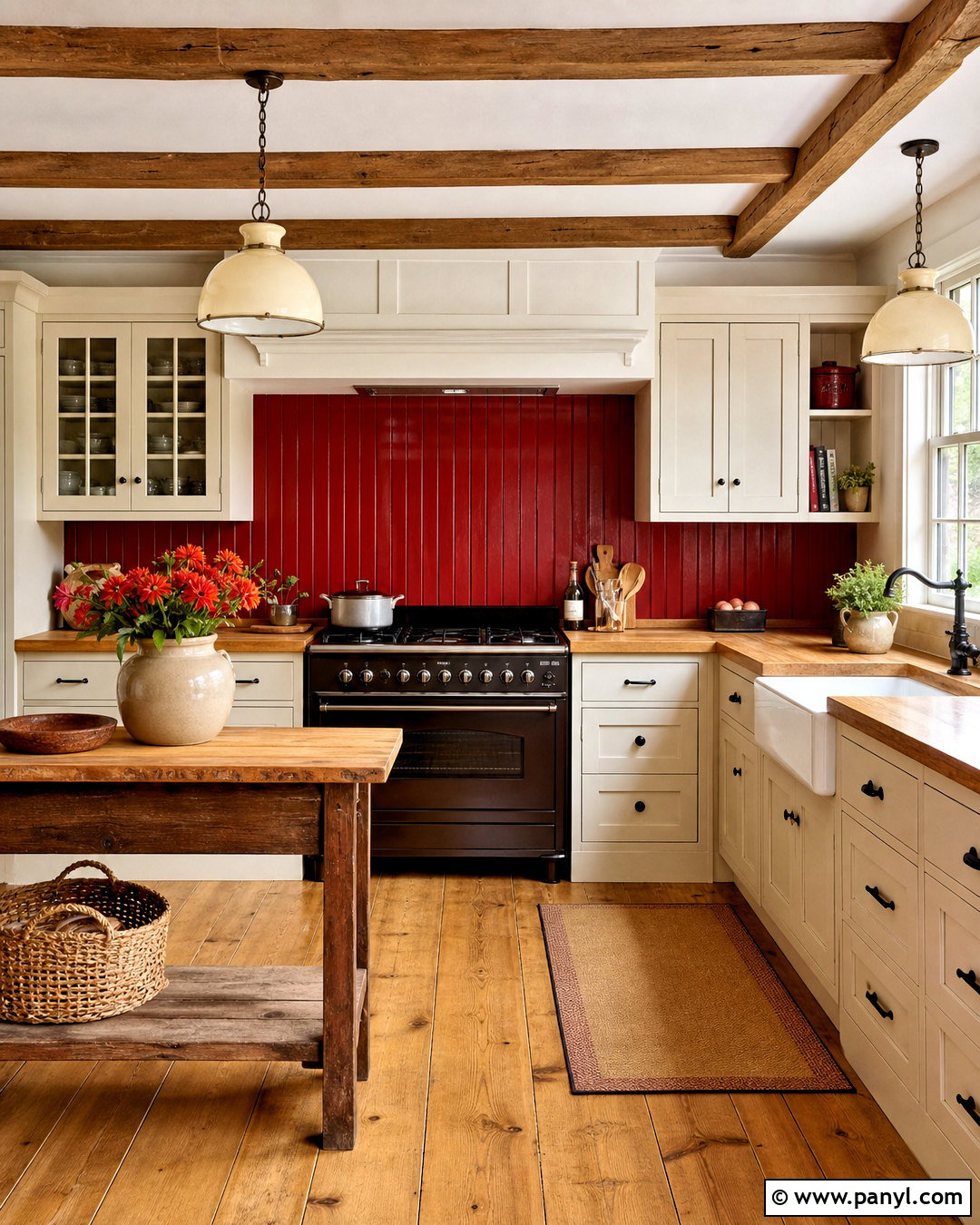 Painted Red Beadboard Backsplash - 20 red backsplash kitchen ideas