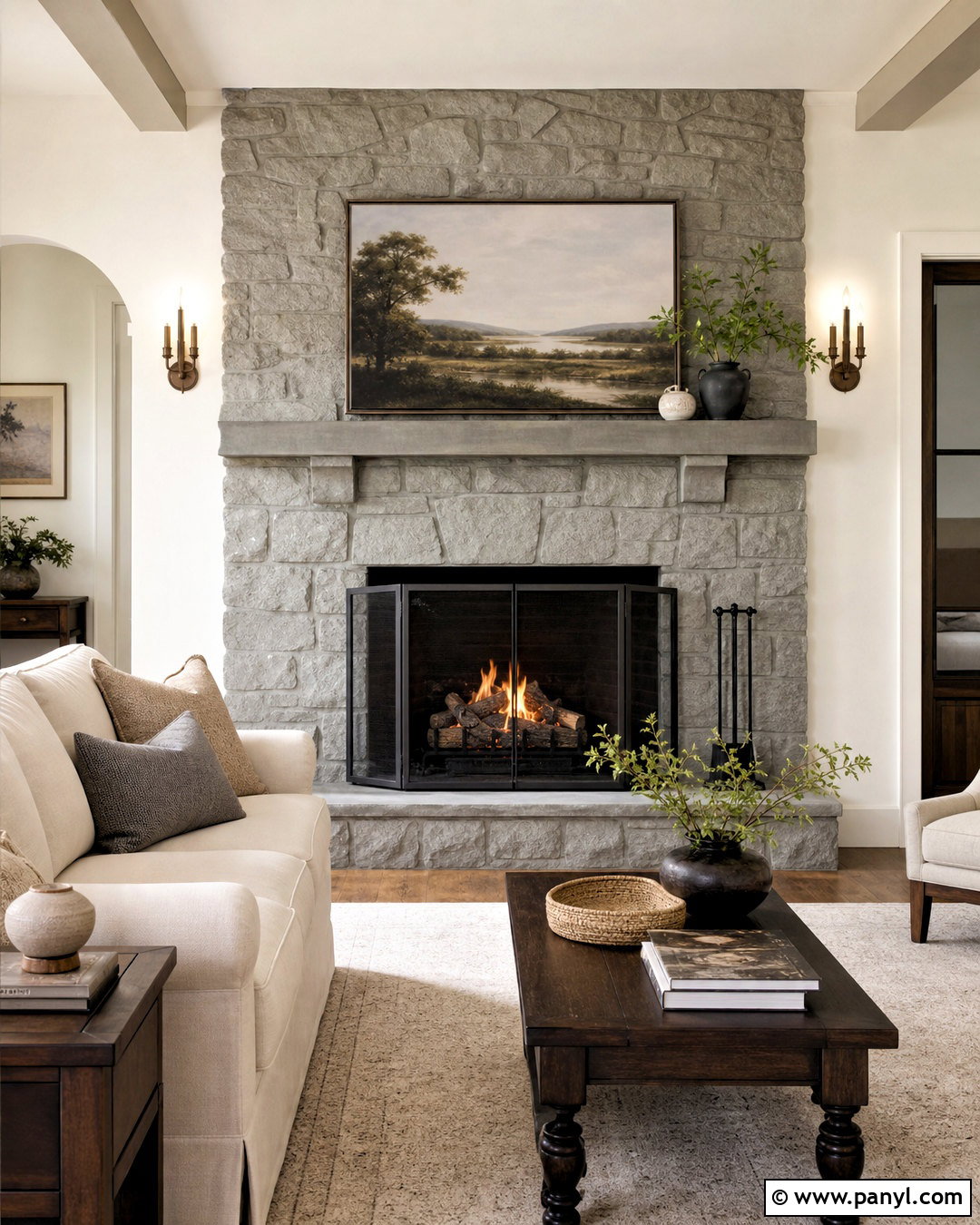 Painted Stone Fireplace - 20 fireplace painting ideas