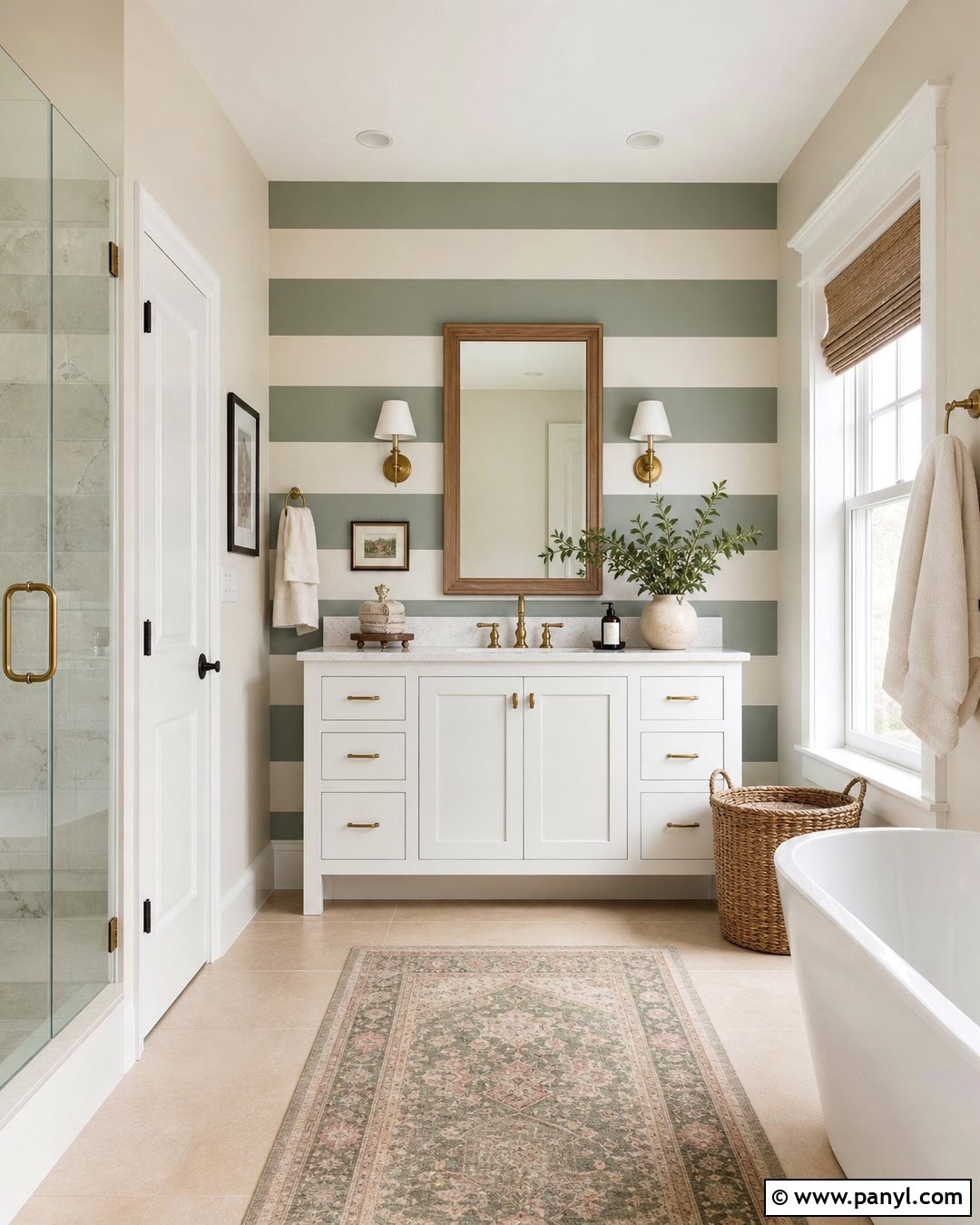 Painted Stripe Bathroom Accent Wall - 30 Accent Wall Bathroom Painted Ideas