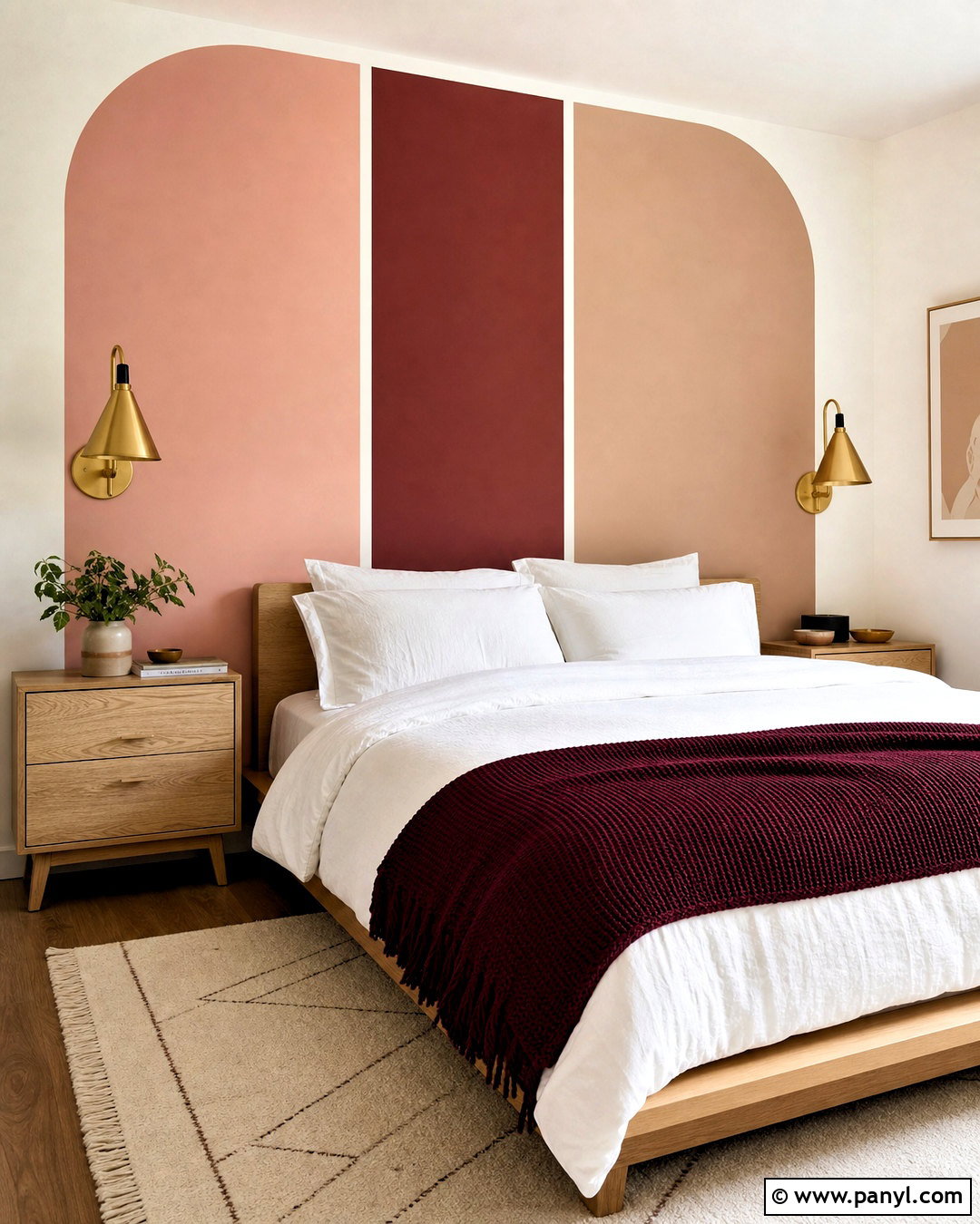 Painted Stripe Headboard - 20 how to paint stripes on a wall ideas