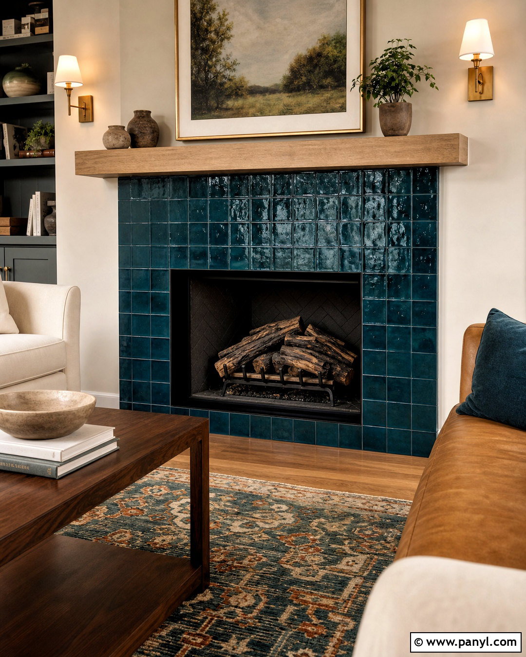 Painted Tile Fireplace - 20 fireplace painting ideas