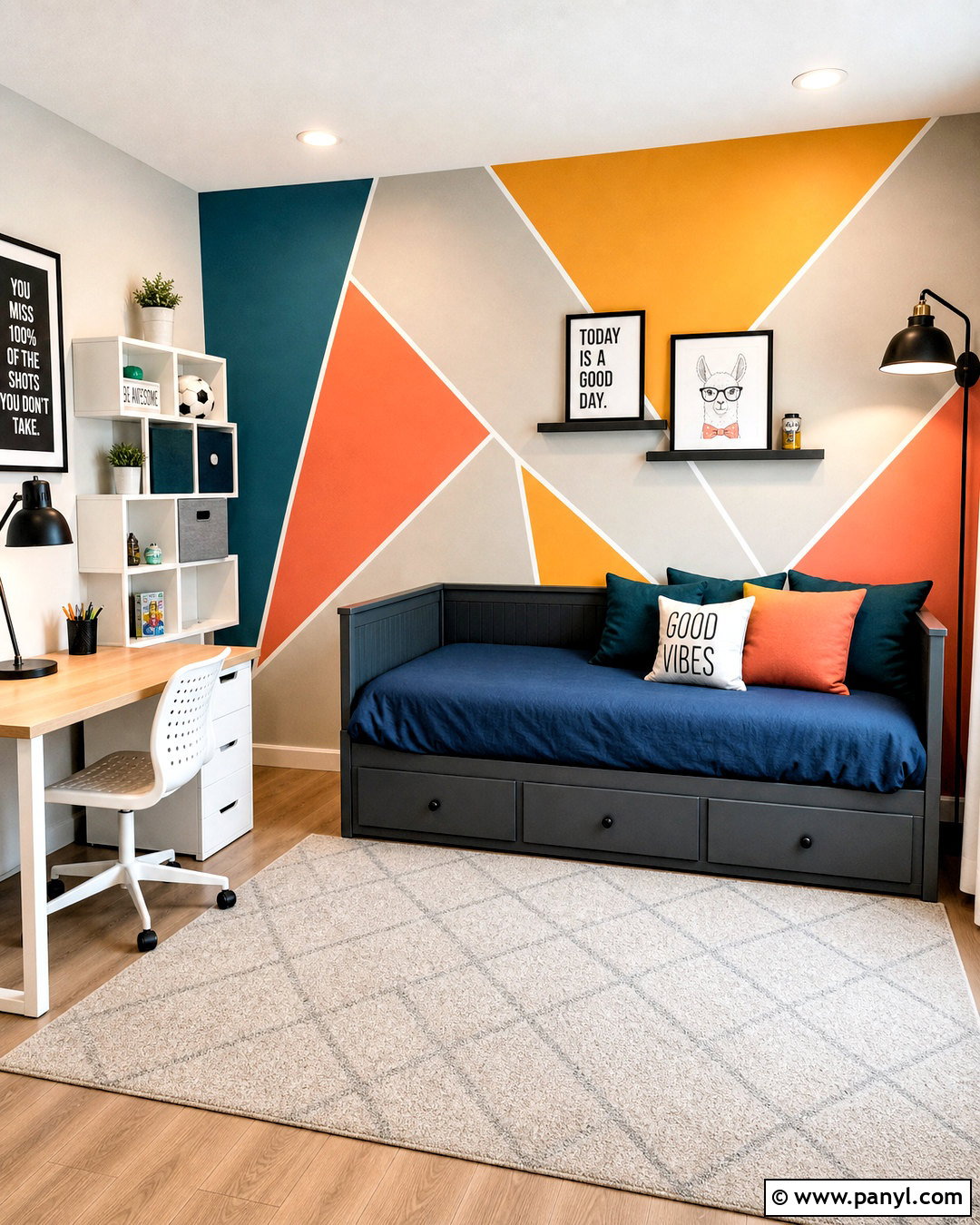 Painted Triangle Geometric Accent Wall - 20 geometric accent wall ideas