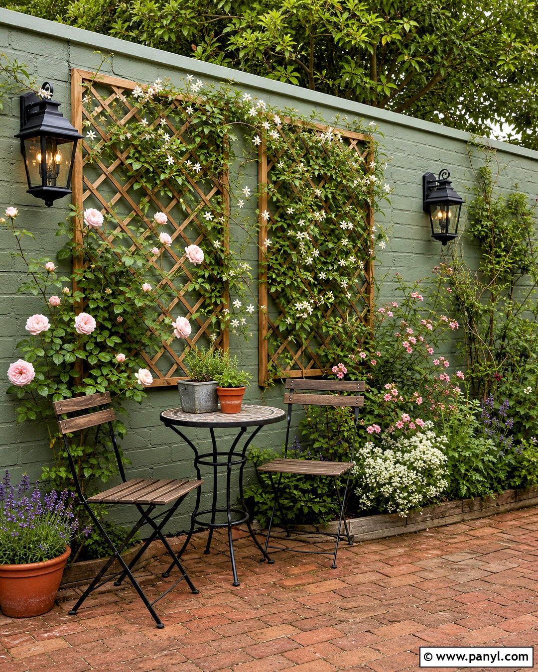 Painted Yard Wall With Trellis - 20 yard wall design ideas