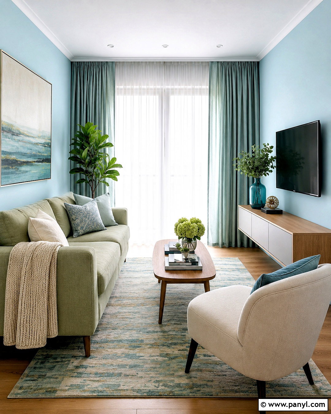 Pale Aqua And Sage Green Small Living Room - 20 blue and green living room color scheme ideas