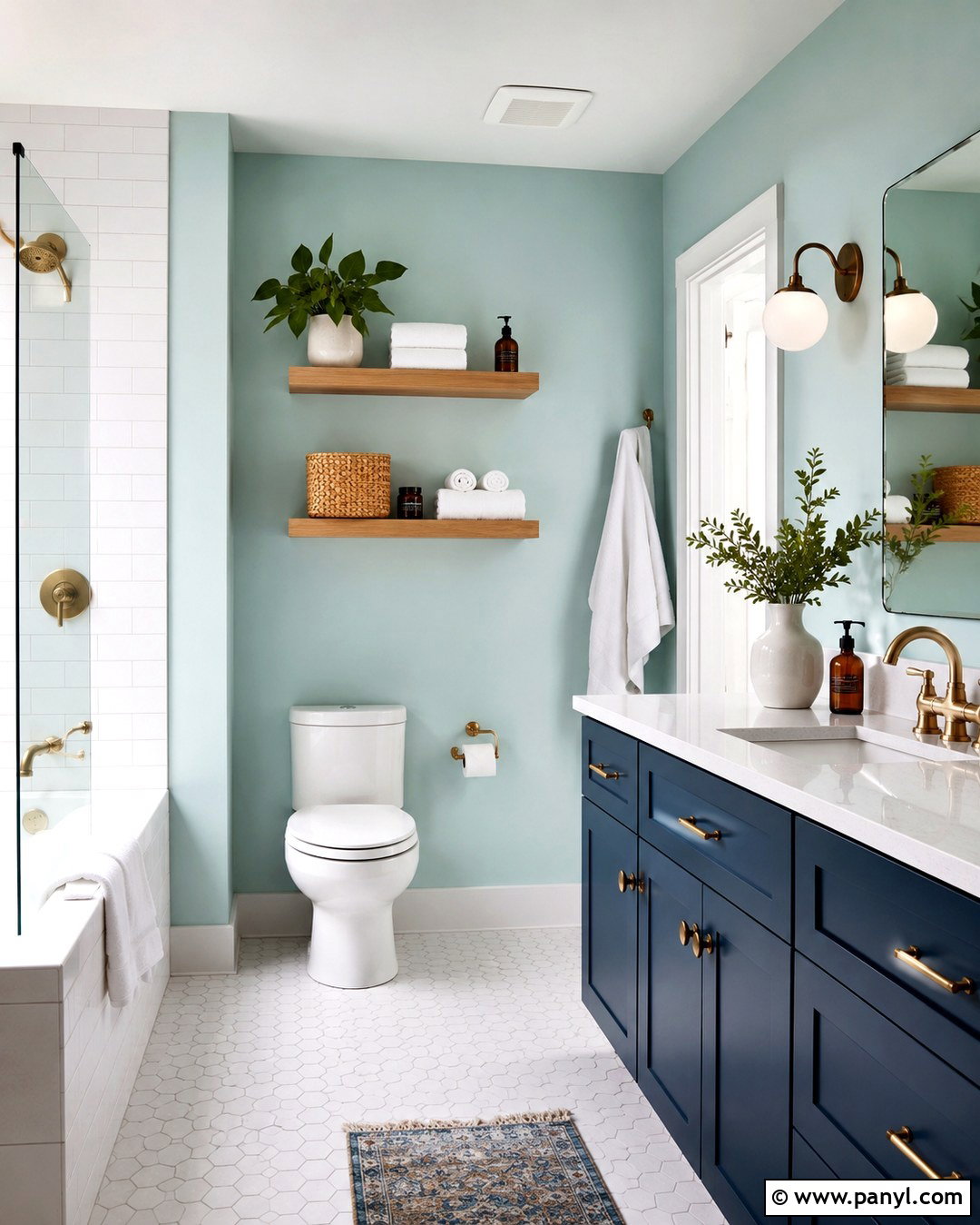 Pale Aqua Bathroom Walls With Teal Blue Vanity - 20 Bathroom Wall Color With Blue Vanity Ideas