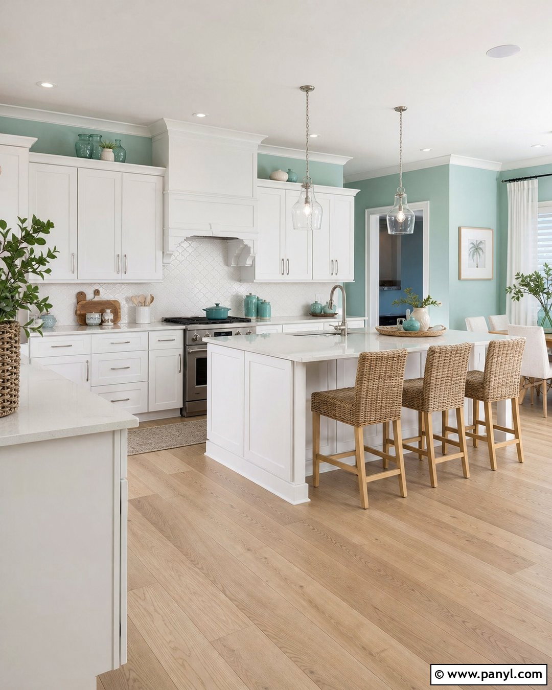 Pale Aqua Kitchen Walls - 30 White Kitchen Wall Color Ideas