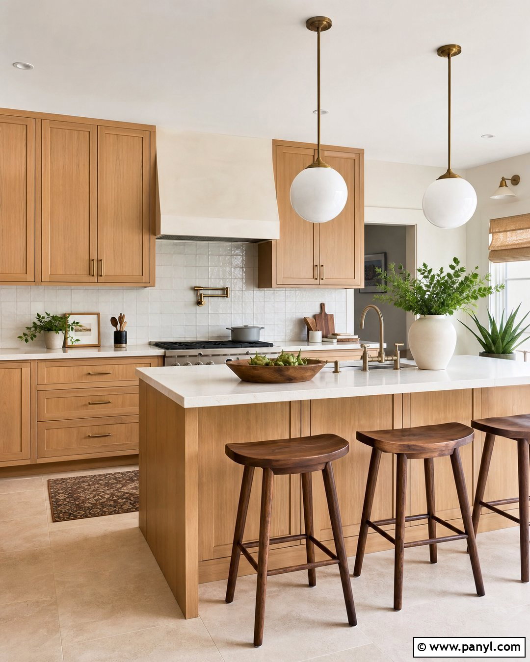 Pale Beige Kitchen Walls With Maple Cabinets - 25 Kitchen Wall Color With Natural Wood Cabinet Ideas