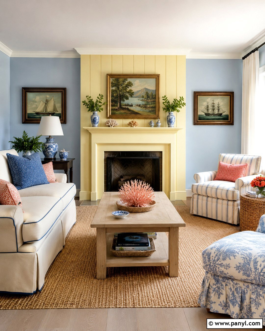 Pale Blue And Butter Yellow Living Room Walls - 20 Living Room Color Combination Wall Ideas