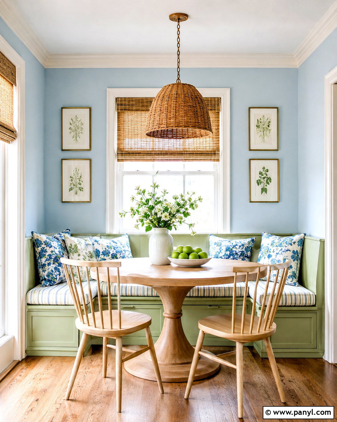 Pale Blue And Celery Green Breakfast Nook - 20 blue and green color scheme ideas