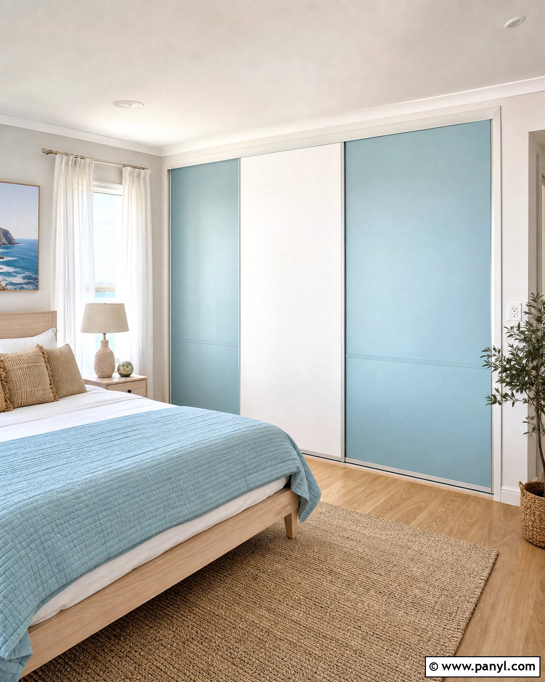 Pale Blue And White Sliding Wardrobe - 20 sliding wardrobe color ideas bedroom ideas