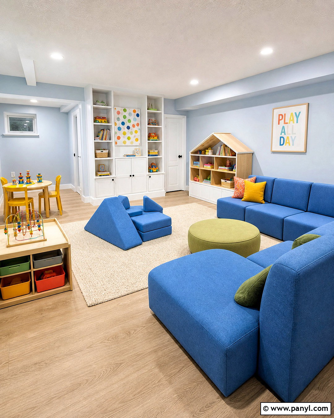 Pale Blue Basement Playroom - 20 basement colors ideas