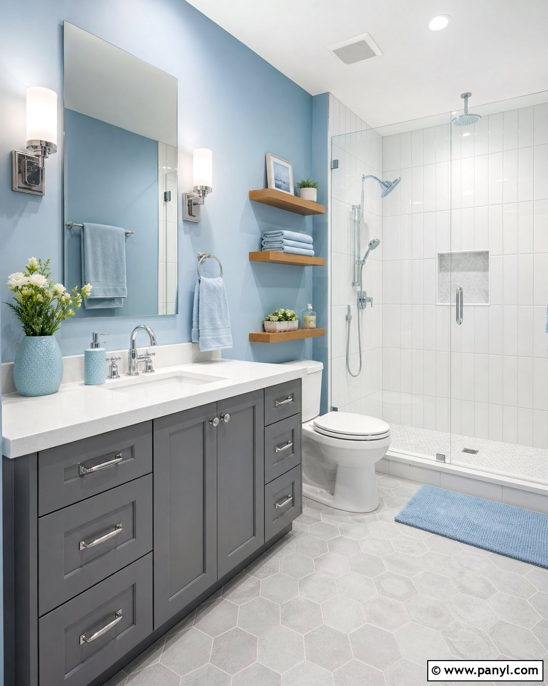 Pale Blue Bathroom Walls - 35 grey vanity bathroom wall colors