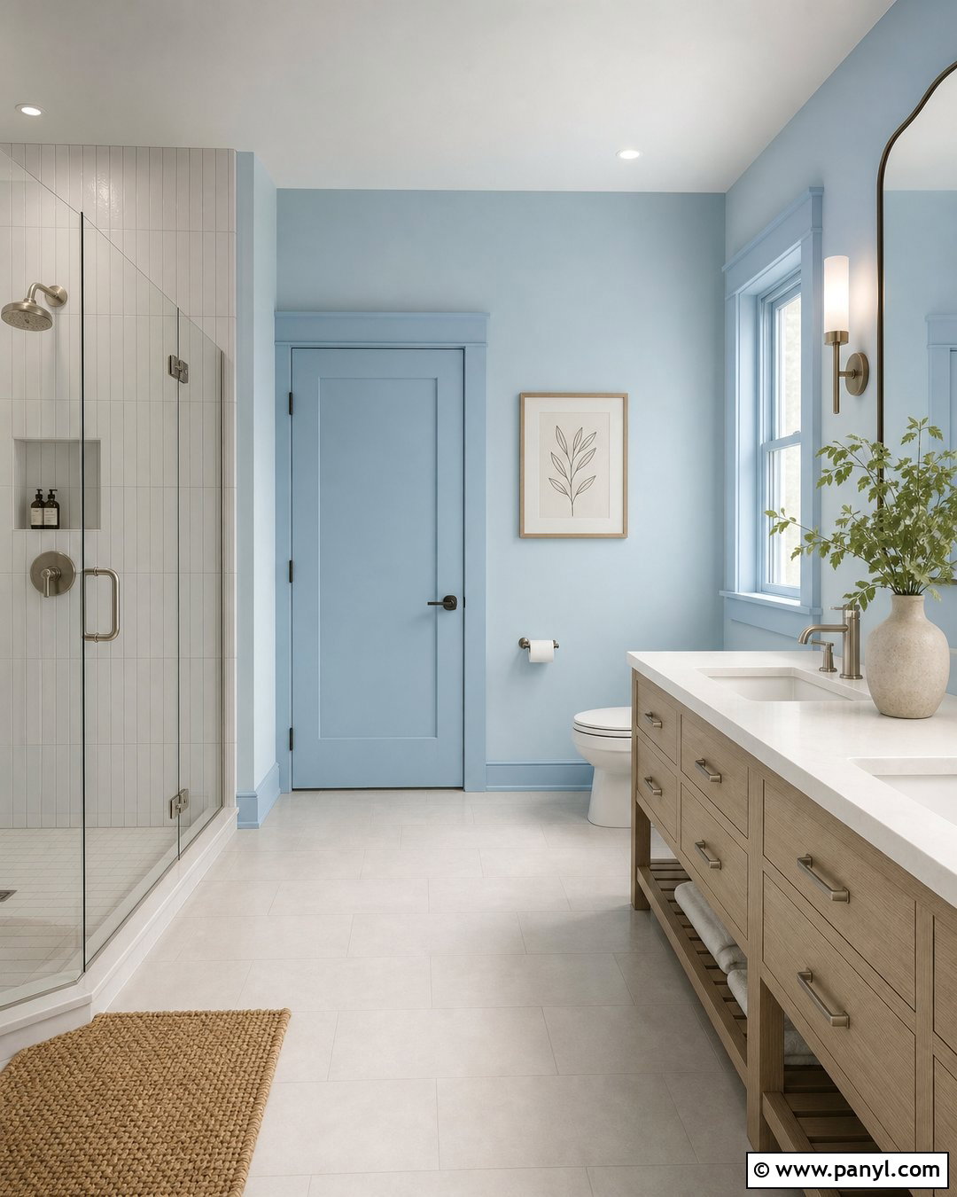 Pale Blue Bathroom Walls And Trim - 25 Same Color Trim And Walls