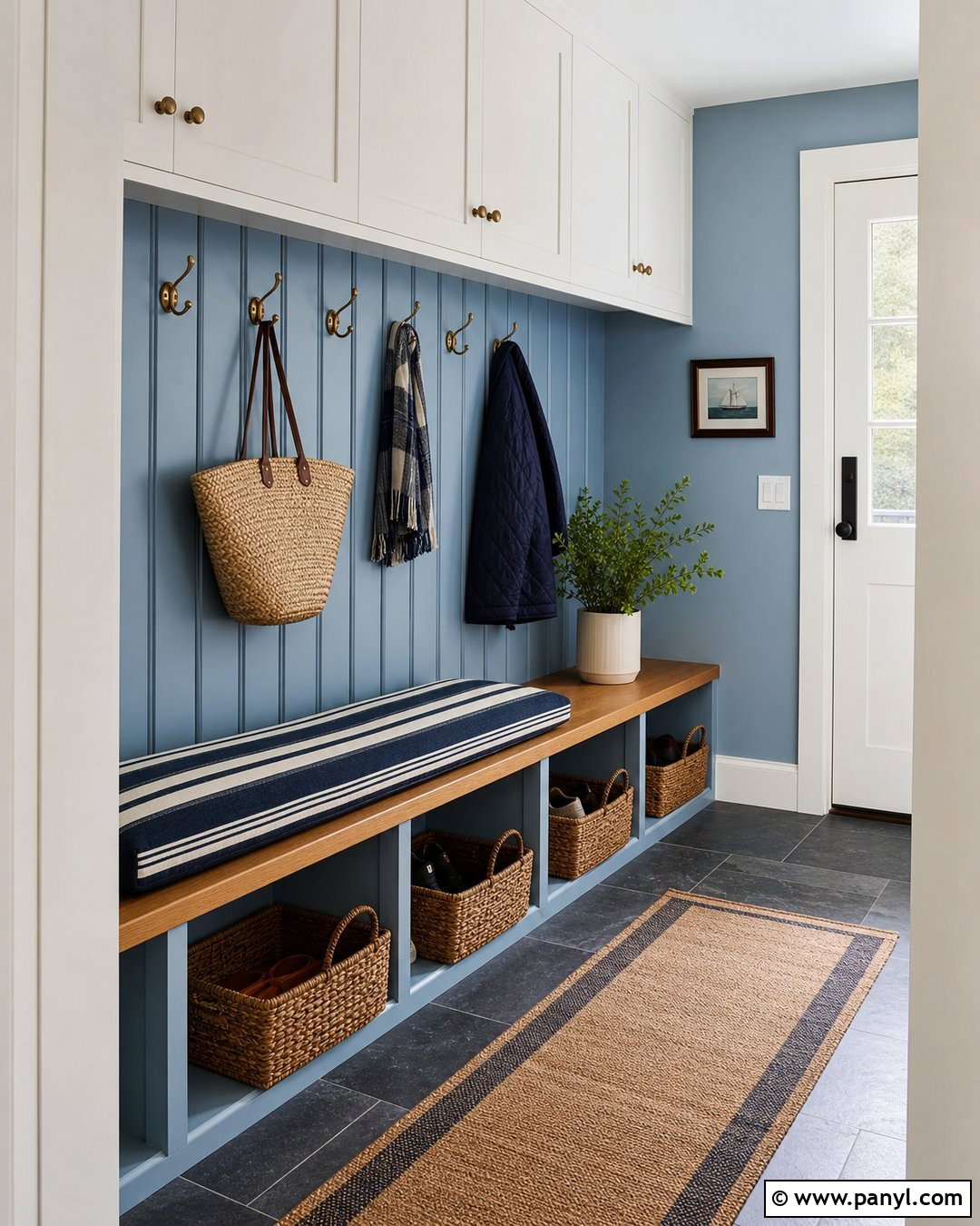 Pale Blue Beadboard Mudroom - 25 Textured Blue Wall Ideas