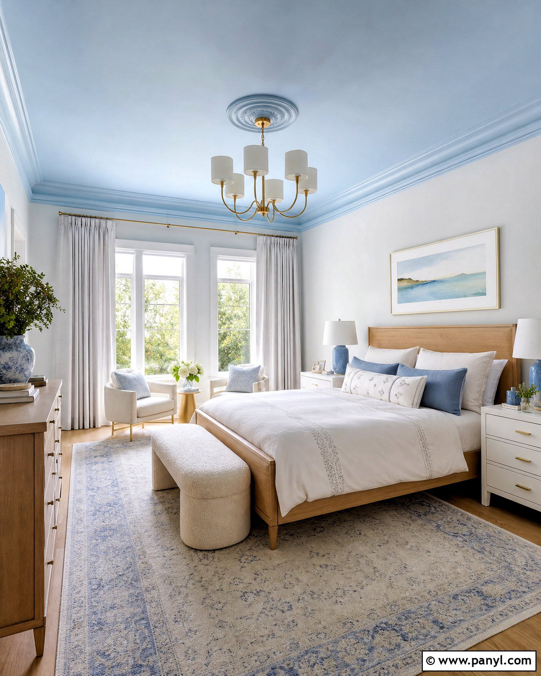 Pale Blue Bedroom With Painted Ceiling - 20 blue paint bedroom ideas