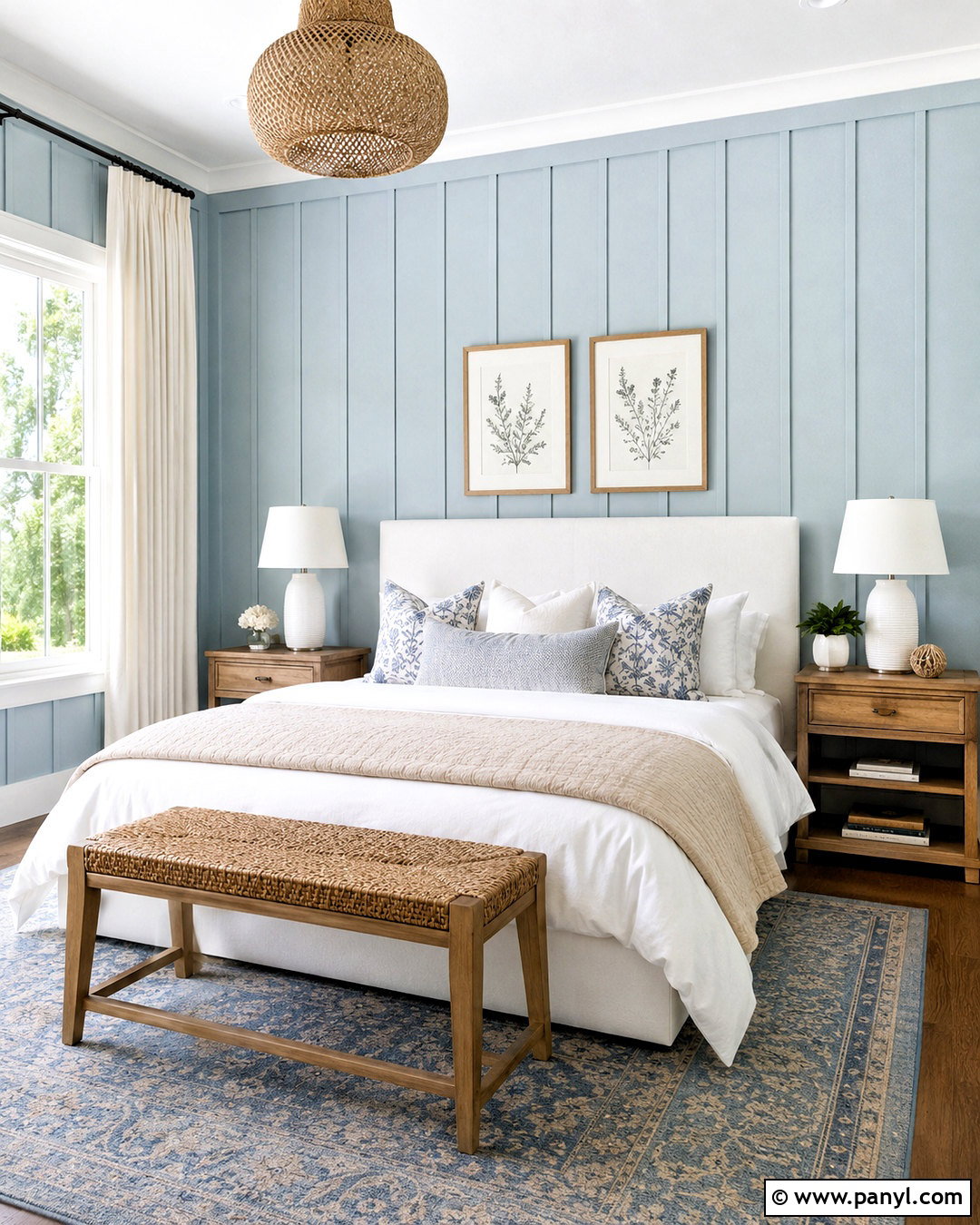 Pale Blue Board and Batten Guest Room - 20 blue board and batten wall ideas