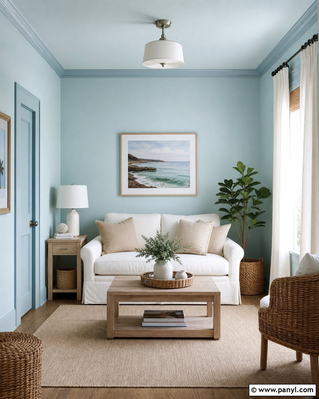 Pale Blue Ceiling With Matching Wall Color - 30 small room wall color ideas