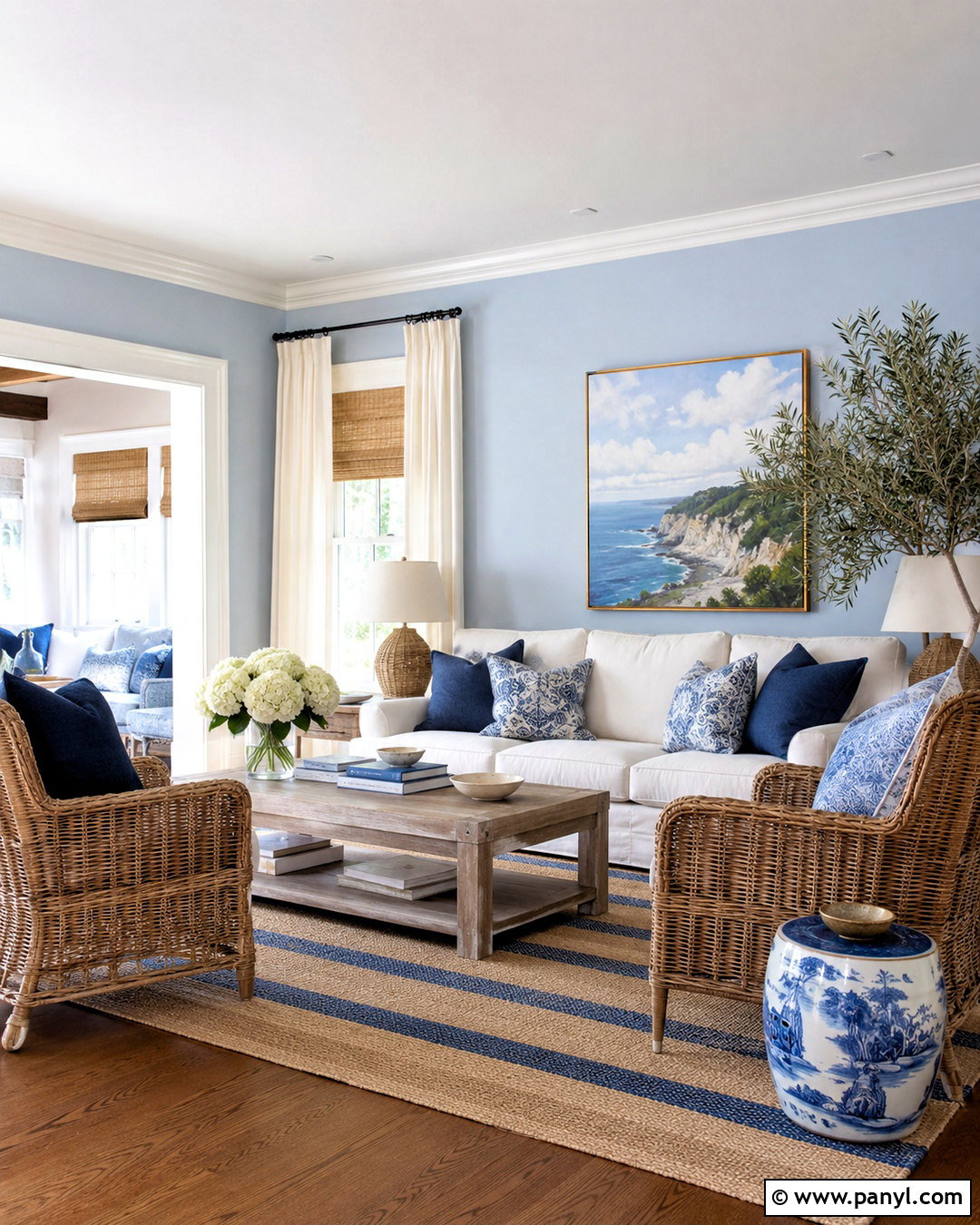 Pale Blue Coastal Living Room - 20 pale blue living room ideas