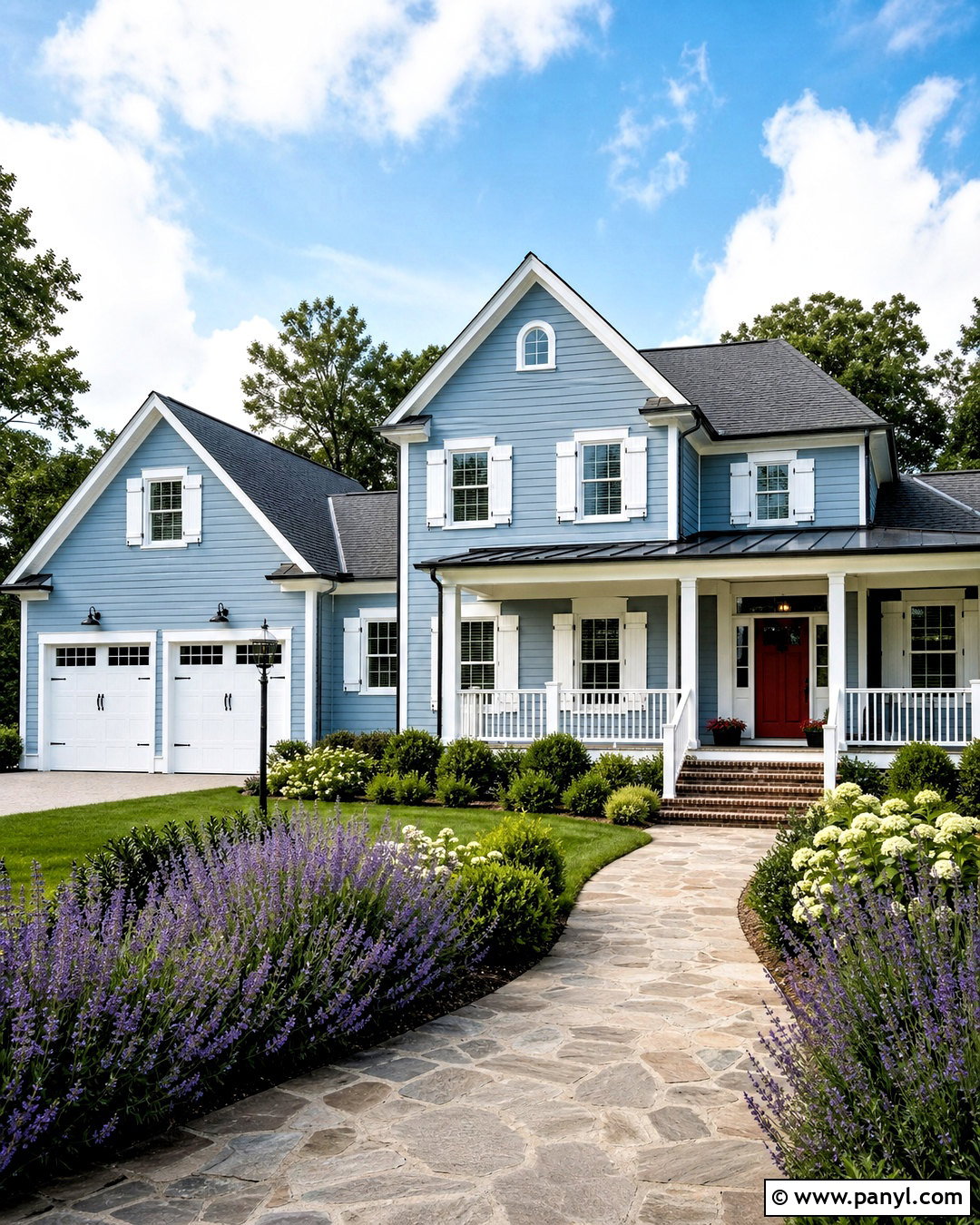 Pale Blue Exterior With Red Front Door - 20 home painting ideas exterior ideas