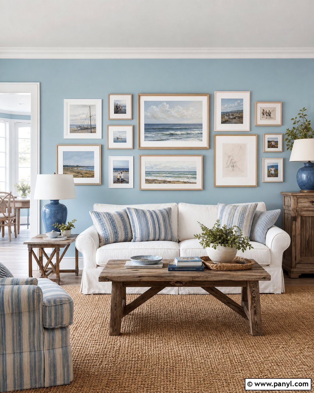 Pale Blue Gallery Wall - 25 Gallery Wall Colors