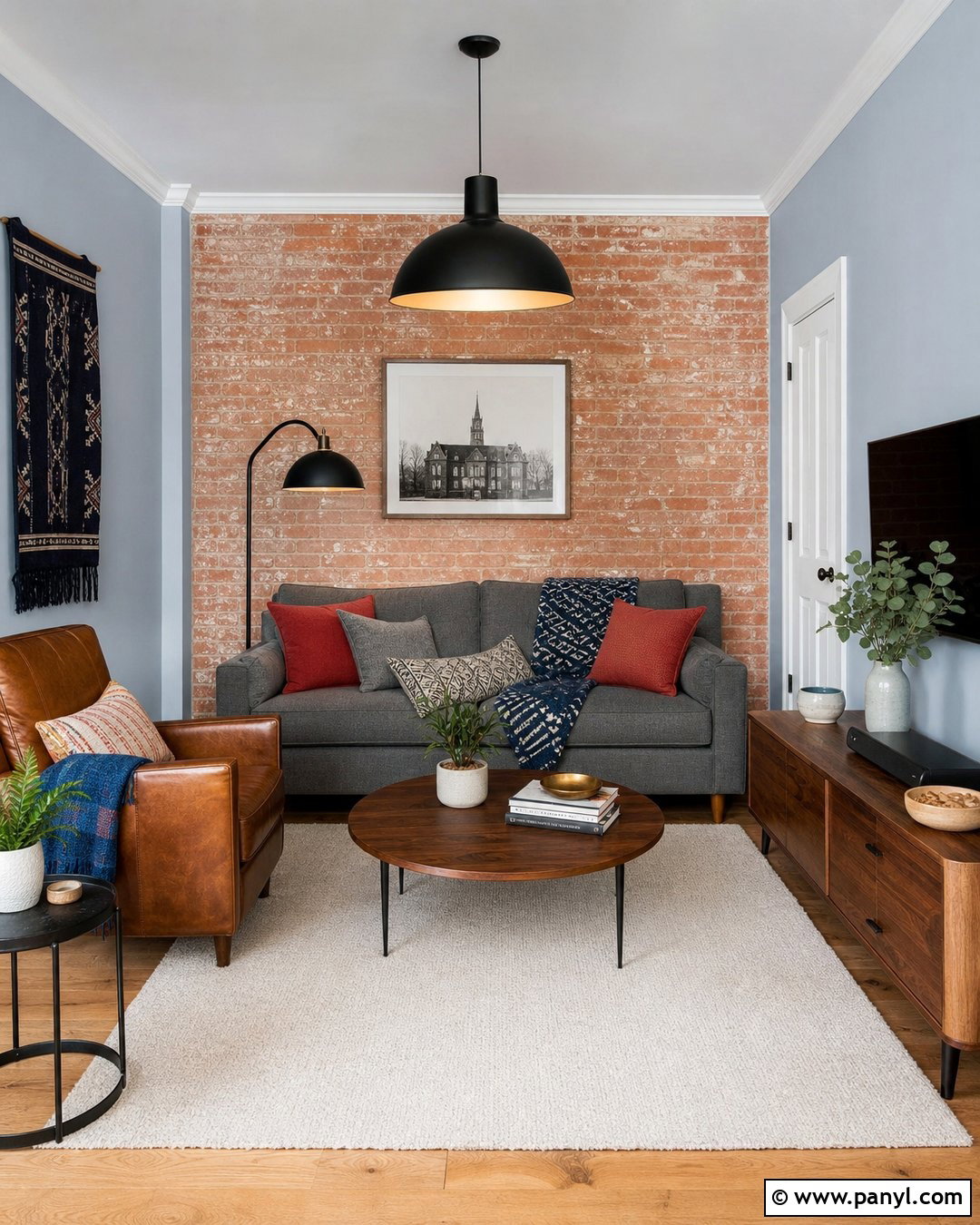 Pale Blue Gray Paint With Brick Wall - 20 Brick Wall Paint Matching Ideas